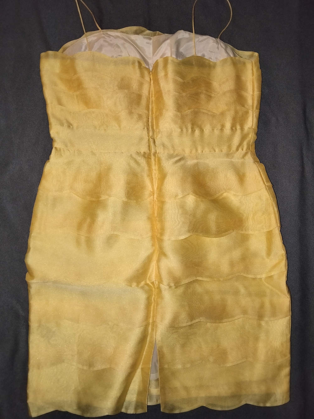 Yellow Strapless Satin Party Dress